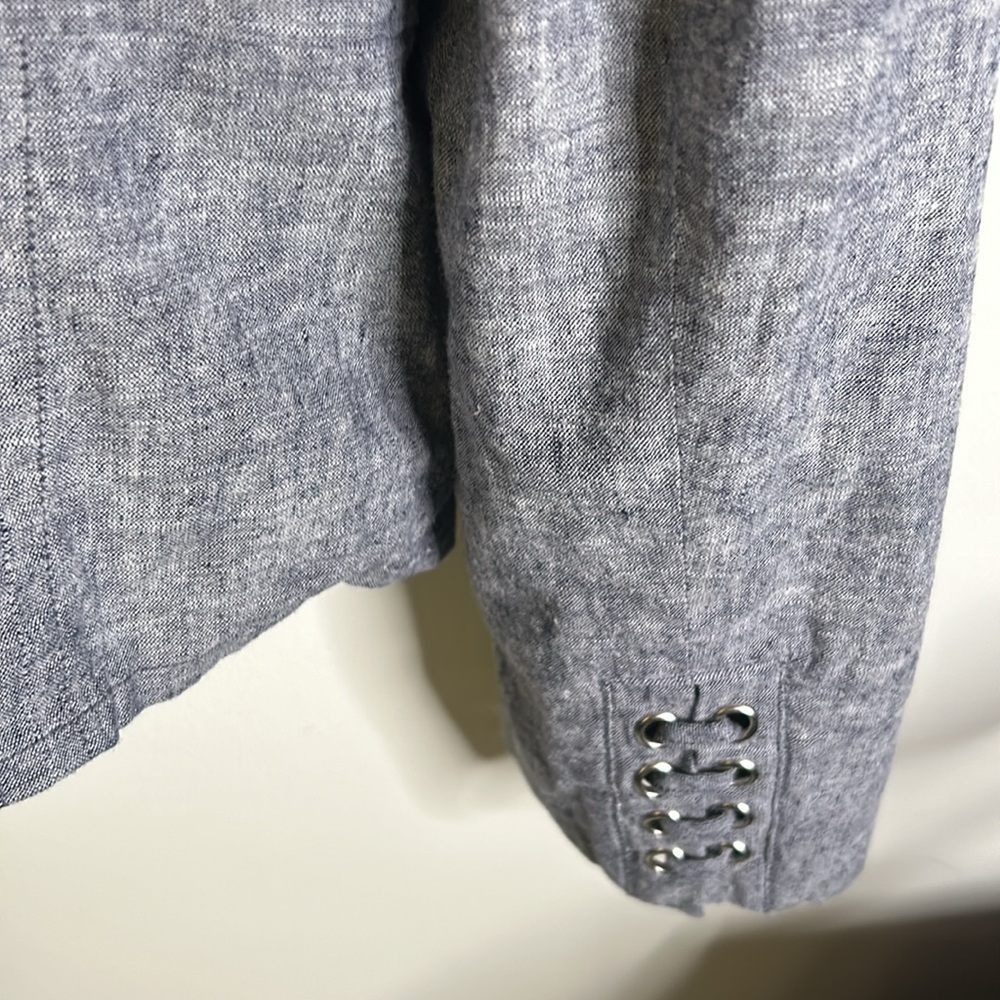 New York & Company blazer gray blue size 12 sewn pockets silver buttons … - Picture 8 of 12